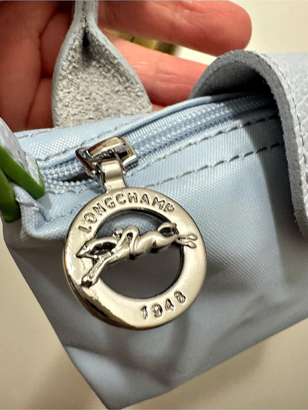Longchamp Le Pliage Extra Small Pouch with Handle Shoulder Bag in Sky Blue - Picture 3 of 7